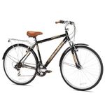Kent International Springdale Hybrid Bicycle, Black - 700c Hybrid Bike with 21-Speed Rear Shimano Derailleur Drivetrain - Lightweight Mountain Bike with Aluminum Frame for Premium Cycling - Men