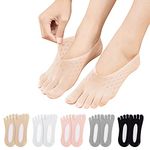 Women Five Fingers Socks - 6 Pairs No Show Bunion Relief Socks Toe Separator Invisible