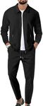 aromm Men's Tracksuit 2 Piece Set Outfit Full Zip Long Sleeve Casual Sport Jogging Athletic Sweatsuits Black with Pockets, 3XL