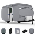 Umbrauto Upgraded Fiberglass Travel Trailer Cover Fits 8'-10' Trailers, Windproof 7 Layers Top Camper RV Cover with Windproof Strap, Adhesive Repair Patches, All Season Protection for Motorhome