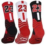 3 Pairs Basketball Socks,Athletic Running Socks Compression Cushion Sports Socks Gifts for Men Women, Mj #23 3pairs, One Size