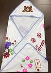JBG HOME STORE Baby Wrapper for New Born Baby_Soft Baby Blanket Cum Bathgown_Cute Printed Bath Towels for Baby Boy and Girls, Pack of 1, Blue