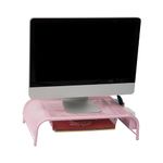 Mind Reader Monitor Stand, Ventilated Laptop Riser, Paper Tray, Storage, Office, Metal Mesh, 48.9L x 26.7W x 14.6H cm, Pink