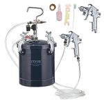 VEVOR Spray Paint Pressure Pot Tank, 10L/2.5gal Air Paint Pressure Pot, 1.5mm+4mm Two Nozzles Two Spray Paint Guns for Industry Home Decor Architecture Construction Automotive Painting, 60PSI Max