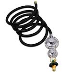 Azdele 10ft Two Stage Propane Regulator with Hose, Standard P.O.L Tank Connection, 3/8in Female Flare Fitting for RV, Grill, Heaters, Fire Pit, Gas Generator, Gas Stove, Range-CSA Certified-Upgraded