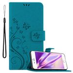 cadorabo Book Case works with Apple iPhone 6 / iPhone 6S in FLORAL BLUE – Cover in Flower Design with Magnetic Closure, Stand Function and 3 Card Slots - Wallet Etui Pouch PU Leather Flip