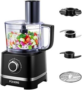 FOHERE Food Processor, 700W Compact Food Mixer with 4 Attachments for Chopping, Slicing, Shredding, Kneading Dough and Emulsifying, 12 Cup Bowl, 2 Speed Setting & Pulse, Glossy Black