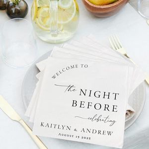 The Night Before Wedding Napkins – Personalized Rehearsal Dinner Decor with Names & Date – Custom Pre-Wedding Cocktail Napkins for Bride and Groom Celebration