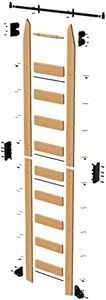 KINMADE 10 ft Rolling Library Ladder Kit with Ladder Included, Solid Red Oak Wood, Telescopic Upper Roller, Stable Style&Functional Design