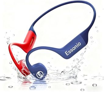 Essonio Bone Conduction Headphones IP68 Waterproof Swimming Headphones with Mic Bluetooth Open Ear Earbuds with MP3 Mode 32GB Memory Deep Bass Secure Fit for Running, Cycling and Fitness, Blue