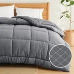 Bedsure Comforter Duvet Insert - Quilted Comforters Twin Size, All Season Duvet, Down Alternative Bedding Comforter with Tabs(Grey Diamond Pattern,Twin 88"x68")