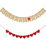 Welcome Home Banner Burlap Sign Party Decorations, Rustic Bunting Garland Family Gathering Photo Booth Props