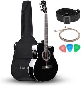 Kadence FNTR-BLKEQC Frontier 40" Electro Acoustic Guitar | Grand Auditorium Cutaway | Built-in Pickup + 3 Band EQ | Comes with Bag, Set of Strings, Strap, Picks, Capo & Learning Course | Black