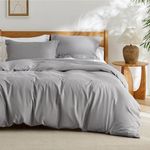 Bedsure Grey Duvet Cover Queen Size - Soft Double Brushed Duvet Cover for Kids with Zipper Closure, 3 Pieces, Includes 1 Duvet Cover (90"x90") & 2 Pillow Shams, NO Comforter