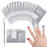 Qufiiry Foil Nail Wraps, 200 Pcs Gel Nail Remover Wraps with 1pcs Cuticle Pusher, Gel Nail Polish Remover Foil Wraps, Nail Foils For Gel Nails for Fast anf Gentle Soak Off Gel Polish Removing