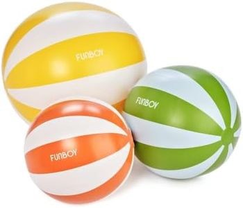 FUNBOY 3-Pack Large Beach Balls 24'' XL, 20'' Large, 16'' Medium Vintage Yellow, Green Blue and Orange Beach Balls Inflatable Pool Toy for Summer Decoration, Kids Water Games, Adult Fun in the Sun.