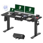FLEXISPOT EN2 Whole-Piece Standing Desk with Clamp Power Strip, 60 x 24 Electric Stand Up Height Adjustable Desk with Cable Management (Black Frame + 60" Black Top, 2 Packages)