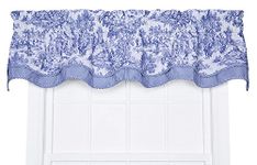 Victoria Park Toile Bradford Valence Window Curtain, Blue