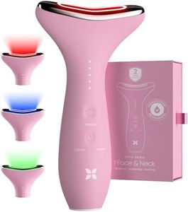 REVO Genie | 3-in-1 Face & Neck Beauty Massager with Heat, 3 Light Therapies, Smart Vibration | Red Light, Blue Light, Green Light Therapy for Smooth Glowing Skin - Pink Pearl