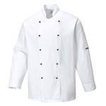 Portwest Somerset Chefs Jacket L/S, Size: L, Colour: White, C834WHRL