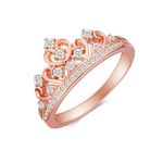 Round Cut White Cubic Zirconia Princess Crown Ring in 14k Rose Gold Over Sterling Silver Jewelry Gift For Her Ring Size-6, Ring Size-6, Sterling Silver Cubic Zirconia Rose Gold, Cubic Zirconia