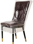 Drihara Clear Plastic Chair Covers Waterproof Soft PE Material to Prevent Stains/dust/Scratches Plastic Dining Room Chair Cover Protectors with Backrest 18" D x 21" W x 23" H (2 Pack)