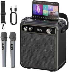 Machine de karaoké pour Adultes avec 2 Microphones,Enceinte karaoké Professionnelle Portable bluetooth avec Les lumières LED,idéale pour Les fêtes de Famille et Les Cadeaux. Support USB/TF/AUX/MIC/TWS