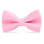 Classic Pre-Tied Bow Tie for Children & Adults Solid Color Adjustable Bowtie Gabardine Material(Pink)