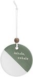 DEMDACO Inhale Exhale Green White Round 2.5 inch Earthenware Fragrance Oil Diffuser Hanging Christmas Ornament