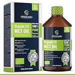 Organic Pure C8 MCT Oil - 100% Pure Coconut - Boosts Ketones 3X More Than Other MCTs - for Keto Diet & Bulletproof Coffee - Vegan Friendly - 500ml - Made by Sterling Nutritionn