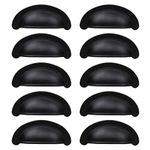 uxcell 10pcs Bin Cup Pulls Drawer Handle Pull 2.8" Hole Center Painting Black Hardware for Drawer Door Cabinet Cupboard Wardrobe Dresser Replacement