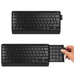 Posturite Retractable Number Slide Compact Keyboard, Slimline Ergonomic Profile, Wired USB Connectivity (Black)