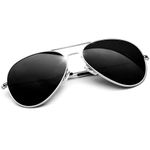 KANASTAL Black Sunglasses Mens Sunglasses Womens Polarised Vintage Classic Metal UV400 Protection Sun Glasses - Silver Frame Black Lens