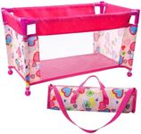 JIZHI Reborn Baby Doll Crib, Baby Doll Bed, Foldable Doll Playpen Toy for 18 Inch Dolls, Reborn Baby Doll Accessories with Storage Bag, Doll Pack n Play Kids Gift(Pink)