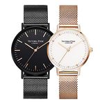 VICTORIA HYDE Couple Watches Men and Women, Simple Quartz Matching Watches for Couples His and Hers Wristwatch Gifts Set with Stainless Steel Strap