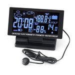 PolarLander 4 in 1 Digital Car Thermometer Hygrometer 12V DC LCD Screen Hygrothermograph Weather Forecast Voltage Clock