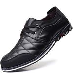 COSIDRAM Mens Casual Shoes Sneakers Lace up Loafers Comfort Fashion Walking Flat Formal Mocassins Business Office Dress Black 7