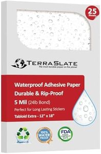 TerraSlate Waterproof Sticker Paper | 5 Mil Permanent Adhesive Labels | Printable Sticker Paper for Laser Printer, Copy Machine & Digital Press (Tabloid Extra - 12" x 18", 25 Sheets)