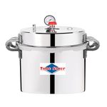 Time Saver ISI Mark Commercial Hard Anodized Aluminum Outer Lid Handi Pressure Cooker - (Silver, 60L)