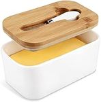 Butter Dish with Lid and Butter Cutter, Porcelain Airtight White Butter Container, Large Butter Keeper Also for Cream Cheese, Cake, Salad, Candy, Foods