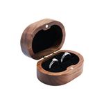 Bototack Wooden Double Ring Box, Personalized Rustic Engagement Ring Holder for 2 Rings, Vintage Ring Storage Box, Ring Holder Case for Proposal Wedding Anniversary (Black)