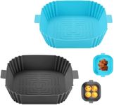 Silicone Air Fryer Liners, 2Pcs Blue & Grey Reusable Air Fryer Liners, Air Fryers Accessories, Airfryer Liners for Ninja Air Fryer, Air Fryer Basket Replace Parchment Paper for Cosori Air Fryer