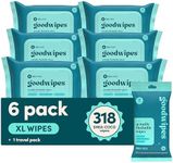goodwipes Flushable Butt Wipes - Vitamin E & Aloe - Sewer & Septic Safe - Extra Large Adult Wet Wipes For Women & Men - Bathroom Essentials - Shea-Coco, 318 Count (6 Packs + 1 Travel)