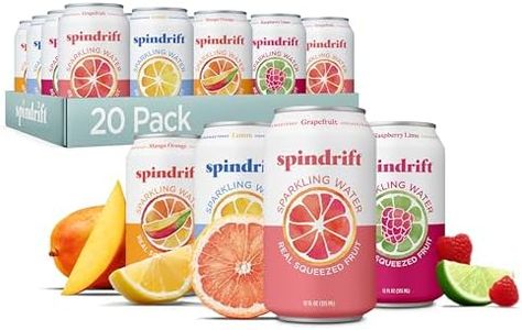 Spindrift Sparkling Water, 4 Flavor Variety Pack, Made with Real Squeezed Fruit, 12 Fl Oz (Pack of 20)