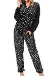 Orshoy Onesie for Womens Hooded Onesies All in One Pyjamas Jumpsuit Playsuit Nightwear with Hood and Zip Stars Black XL