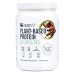 LEANFIT PLANT-BASED PROTEIN & GREENS Natural Chocolate - 20g Plant Protein + 4 Leafy Greens Per Serving - Vegan, Gluten-Free, Soy-Free, No Sugar - 20 Servings, 579g Tub