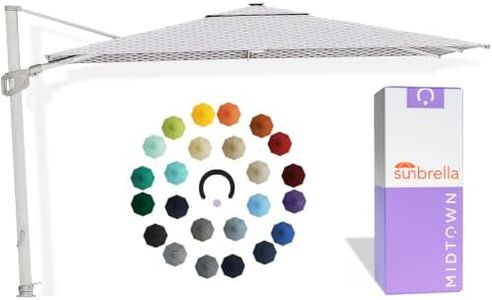 Midtown Umbrellas 10x10 Ft Outdoor Cantilever Patio Umbrella w/Sunbrella Heather Tan Fabric - Tilt 360° Rotate Offset Patio Umbrella, Deck Patio Umbrella, Backyard Umbrella & Garden Umbrella - Silver Frame