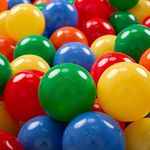 KiddyMoon Soft Plastic Play Balls 100 Balls/7Cm-2.75In Multi-Colour Made In EU, Yellow/Green/Blue/Red/Orange