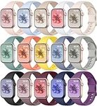GEAK 15 Pack Compatible with Apple Watch Bands 40mm 38mm 44mm 42mm 41mm 45mm 49mm for Women, Silicone Sport Replacement Strap Compatible for Apple Watch Band iWatch Ultra 2 Series 9 8 7 6 5 4 3 2 1 SE