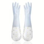 Eopzo Reusable Heavy Duty Hand Gloves For Dishwashing | Gardening | Kitchen Cleaning Non-Slippery & Durable Long Elbow Length 1 Pair (Blue, Pack of 2)